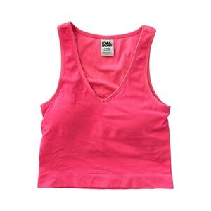 LOVE & SPORTS Women's Bright Pink Tank Top w/Built in Bra Size Med 8-10 Workout